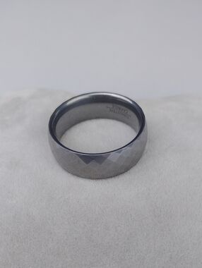 Faceted Tungsten Carbide Ring - Gunmetal Silver